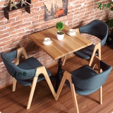 简约现代茶餐厅桌椅 奶茶店甜品蛋糕店实木餐椅 咖啡厅餐桌椅组合
