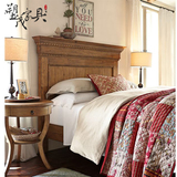 欧式双人实木雕花床头板欧式床头板 酒店别墅做旧床头靠美式背板