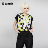 E－World/衣－我的春秋女装新品休闲裤 套装格子连身裤U4401