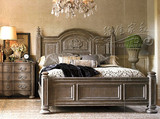 法式美式乡村复古定制纯实木仿古做旧双人床高背床客厅实木家具