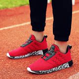 夏季男士休闲运动鞋隐形内增高6cm新款大红色跑步鞋个性网布透气