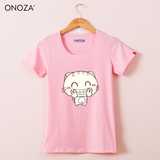 ONOZA2016春夏装粉色短袖体恤女可爱 猫咪卡通学生棉半袖T恤潮782