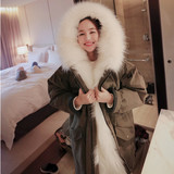 冬季新款韩国代购中长款加厚棉袄军工装超大毛领棉衣外套棉服女