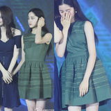 2016夏季明星欧阳娜娜同款墨绿色气质高腰显瘦镂空连衣裙韩版潮女