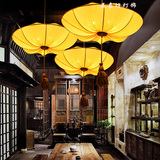 新中式海洋飞碟布艺酒店别墅卧室餐厅创意大红色灯笼茶楼工程吊灯