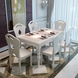 白色烤漆餐厅大理石餐桌  小户型现代简约时尚餐桌椅组合