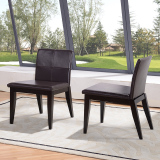 简约现代皮艺餐椅西式全包椅时尚真皮实木椅子靠背椅黑色整装餐椅