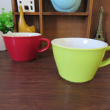 简约纯色碗杯早餐杯麦片杯碗红色绿色咖啡杯早餐碗拿铁杯300ML