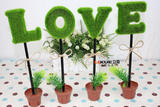 立雪文具 韩国创意情侣盆栽笔 植物圆珠笔 字母造型LOVE笔