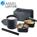 日本ASVEL 公文包内置商务通勤保温饭盒便当盒 可微波加热 820ml