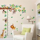 可移除墙贴 卡通长颈鹿猴子树身高贴儿童房幼儿园背景墙贴纸画