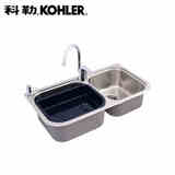 科勒一体不锈钢拉丝厨房洗菜洗碗厨盆水槽双槽含龙头套餐K-72474T