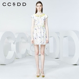 CCDD2016夏装新款专柜正品女时尚珊瑚花印花A字裙性感漏背连衣裙