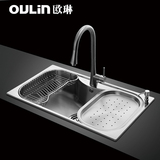 【包安装】欧琳水槽单槽OLCS330 不锈钢水槽套餐 厨房洗菜盆 加厚