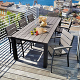 简约现代铁艺餐桌椅组合 阳台室外休闲桌椅海边休闲桌椅长方形