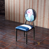 赛贝尔欧美时尚简约餐椅圆背 咖啡主题餐厅酒店铁艺做旧复古凳子