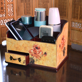 欧式化妆品收纳盒创意宜家美式田园木质办公桌面整理盒复古风格