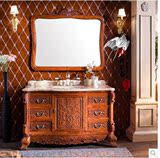 欧式浴室柜组合橡木仿古卫浴柜实木奢华高档柜洗手双盆新古典柜