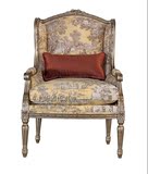 美式实木高档雕花单人沙发椅欧式时尚奢华高背老虎椅法式布艺沙发