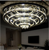 圆形不锈钢led水晶吸顶灯现代简约客厅灯餐厅卧室灯具