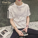 t恤男短袖韩版潮学生夏季新款修身纯色简约半截袖体恤男夏天衣服