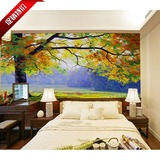 大型无缝壁画欧式风景油画初秋意境壁纸卧室客厅定制墙纸直销包邮