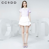 CCDD2016夏装新款正品女纯色欧根纱时尚简约绣花衬衫通勤百搭上衣