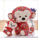 中国风猴子布艺猴公仔民族风猴子猴年吉祥物猴宝宝毛绒玩具生肖猴