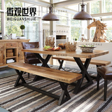 复古铁艺餐桌LOFT实木饭桌餐桌椅组合茶桌电脑桌会议桌办公桌书桌