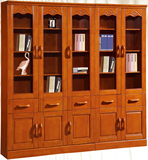 实木橡木二门三门组合大书柜书橱储物书架带抽屉现代中式书房宜家