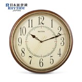 RHYTHM日本丽声实木挂钟客厅卧室办公室静音时尚石英欧式复古钟表