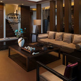 新中式沙发会所简约实木布艺组合后现代水曲柳样板房古典家具现货