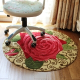 馨采玫瑰花朵圆形地毯电脑椅垫客厅地毯防滑防磨损瑜伽垫吊篮毯