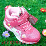 专柜正品凯蒂猫童鞋15冬季女儿童高帮加绒休闲运动鞋跑鞋板鞋带灯
