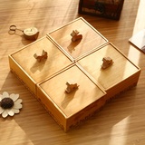 木质桌面整理方形储物盒 可爱动物复古小木盒 创意收纳盒 饰品盒