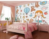 卡通环保无缝大型壁画墙纸 儿童房温馨卧室床头背景无纺布壁纸