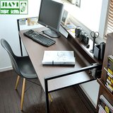 家逸简易可升降折叠钢木电脑桌台式家用办公桌书桌书架组合学习桌