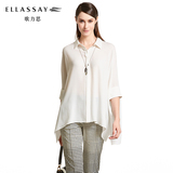 【新品】ELLASSAY歌力思2016春款五分袖通勤不规则衬衫高端上衣女