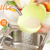 日本SP SAUCE塑料厨房多用途洗米盆洗菜篮水果篮子果蔬沥水篮大号
