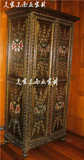 东南亚风格家具泰式实木衣柜中式原木榆木雕花手绘定制衣橱储物柜