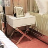 现代简约样板房 卧室  白色烤漆床头柜 不锈钢床边柜沙发边柜定做