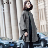 AMII旗舰店2015秋装新款女式宽松开衫立领A字型中长款斗篷外套