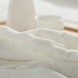 绿意轩全棉毛巾毯 纯色针织毛线盖毯纯白色酒店背景毯纯棉毛巾被