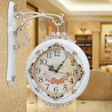 欧式创意 挂钟 客厅 两面钟 双面挂钟 大号挂表现代 超静音钟表