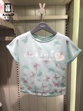 安奈儿女童短袖T恤短款蝙蝠衫专柜正品2016夏装新款T恤衫AG621534