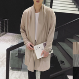 春季男士毛衣开衫韩版修身型中长款男生线衣纯色针织衫薄款外套男