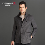 K-boxing/劲霸2015秋季新品 男装长款毛呢夹克外套|AKWU3331