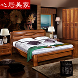 心居美家 现代中式实木床 1.8米婚床 进口特级楠木双人床