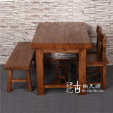 老榆木餐桌原木原生态全实木桌子 老榆木家具多功能简约书桌茶桌