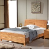 现代中式 实木床橡木床1.5 1.8米双人床 实木儿童床1.2米 加厚